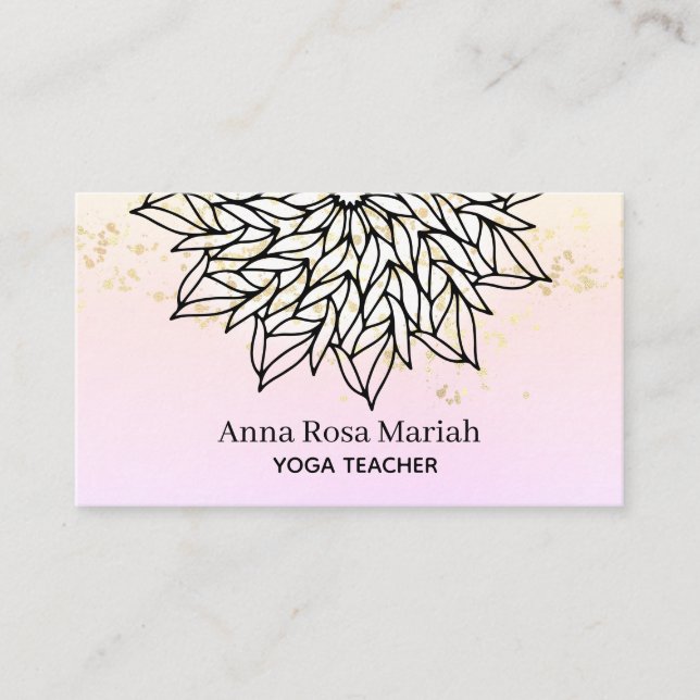 *~* Blush Pastels Mandala Glitter Spiritual Yoga Business Card (Front)
