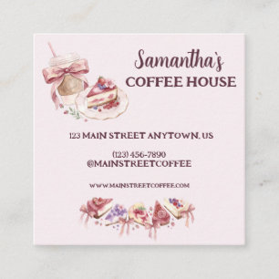 Blush Patisserie Cafe Custom Brand Square Business Card