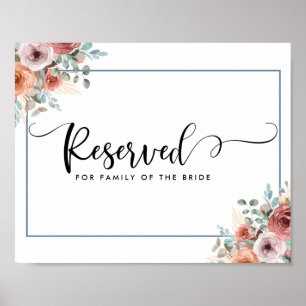 Blush, Peach and Blue Floral Wedding Reserved Sign