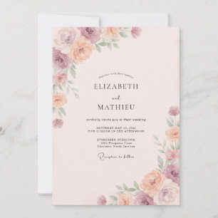 Blush Peach Blossom Wedding Invitation