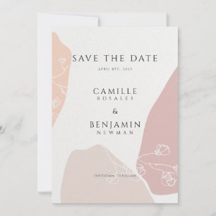 Blush Peach Botanical Floral Simple Save The Date