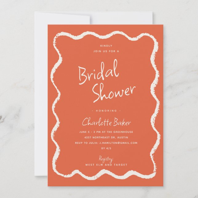 Blush Peach Bright Colourful Floral Bridal Shower Invitation (Front)