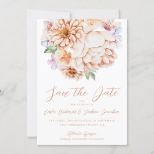 Blush Peach Bright Colourful Floral  Invitation