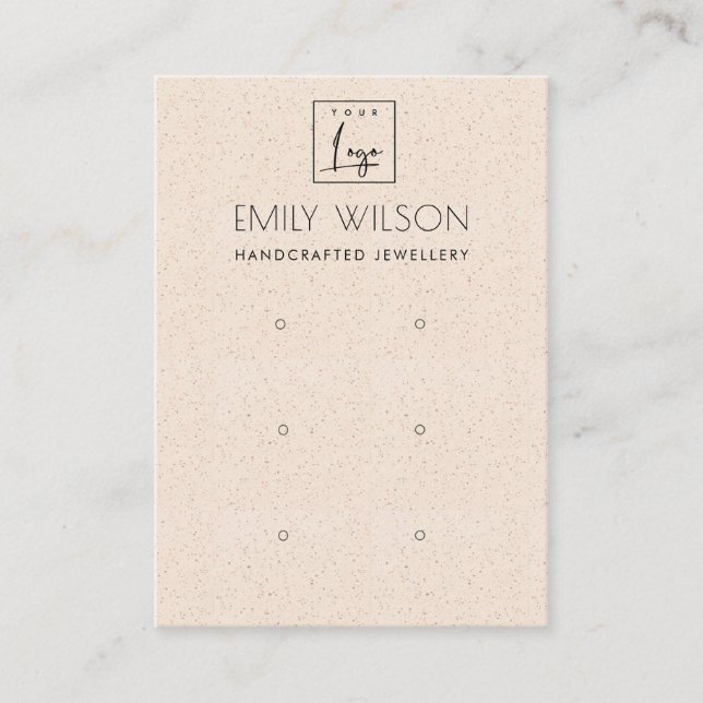 BLUSH PEACH CERAMIC TEXTURE 3 EARRING DISPLAY LOGO BUSINESS CARD (Front)