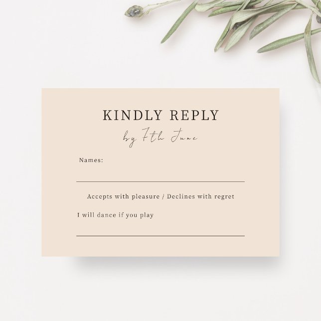 Blush Peach | Chic Minimalist Wedding RSVP Enclosure Card (Creator Uploaded)