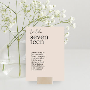 Blush Peach   Chic Modern Minimalist Wedding  Table Number