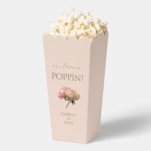 Blush Peach   Chic Rose Bouquet Couple Popcorn  Favour Box