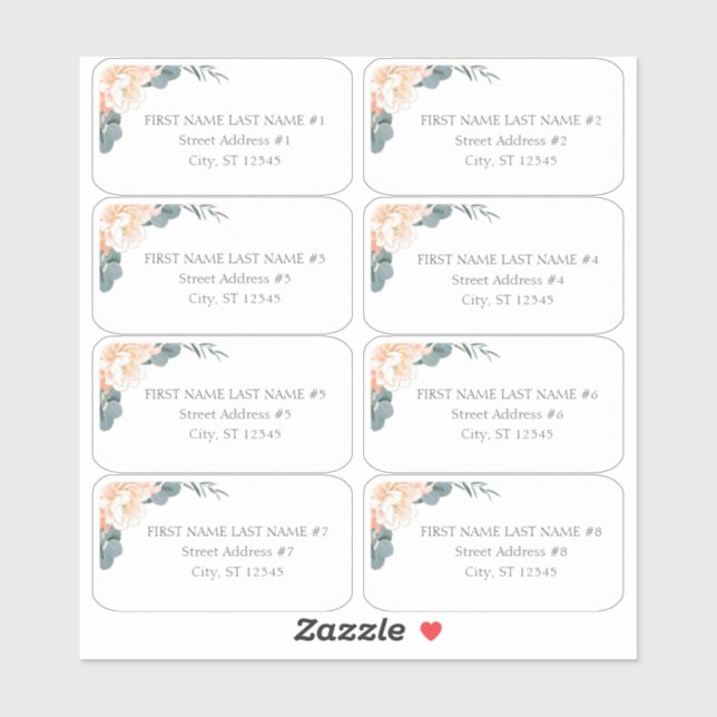 Blush Peach Cream Floral Wedding Guest Address (Sheet)