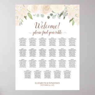 Blush Peach Floral 23 Table Wedding Seating Chart