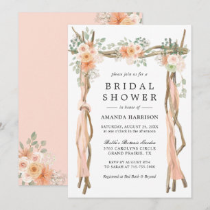 Blush Peach Floral Arch Bridal Shower Invitation