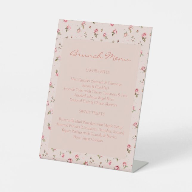 Blush & Peach Floral Bridal Shower Tabletop Sign (Front)