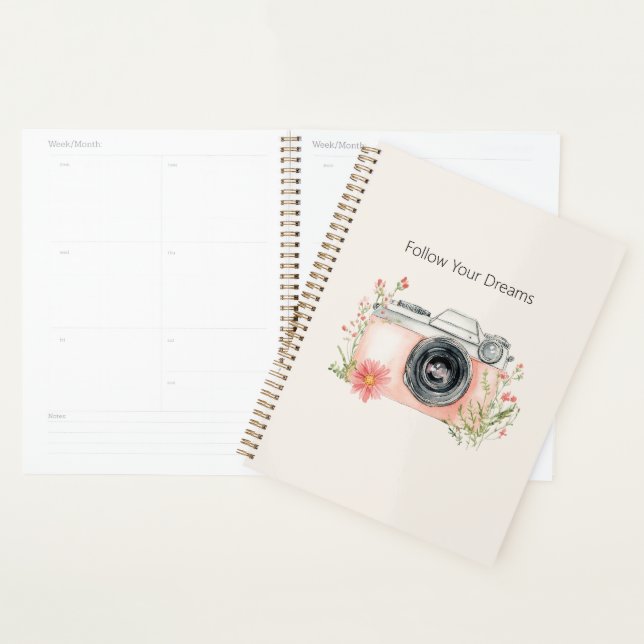 Blush Peach Floral Camera Dreams Planner (Display)