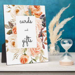 Blush & Peach Floral Cards & Gifts Sign Easel Plaque