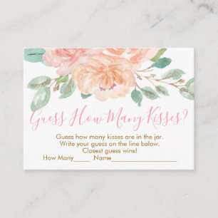 Blush & Peach Floral Guess How Many Shower Game Enclosure Card