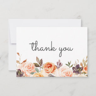 Blush & Peach Floral w/ Text Thank You Card