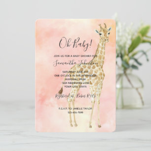 Blush Peach Giraffe Invitation