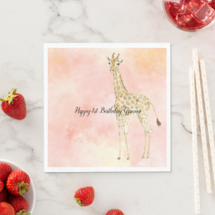 Blush Peach Giraffe   Napkin