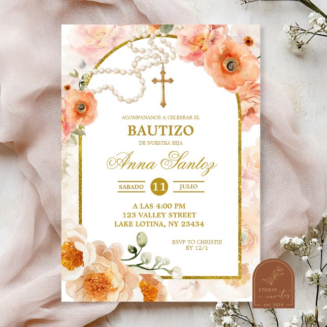 Blush Peach Girl Baptism Invitation (Creator Uploaded)