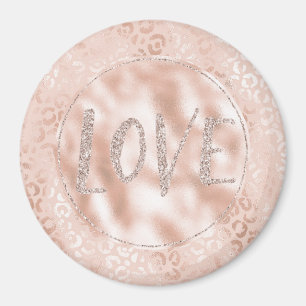 Blush Peach Leopard print Glitter Love Magnet