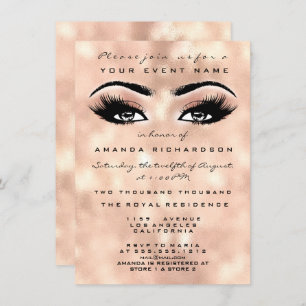 Blush Peach Makeup Glitter Eyes 16th Bridal Damask Invitation