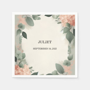Blush Peach Mint Moss Sage Green Bridal Shower Napkin