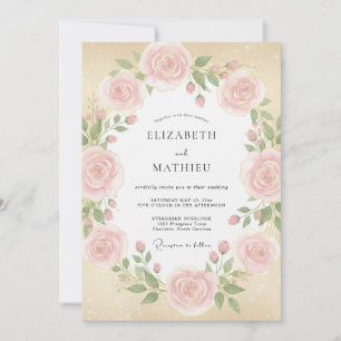 Blush Peach Petal Wedding Invitation