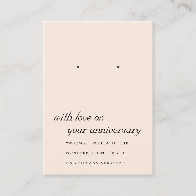 BLUSH PEACH PINK ANNIVERSARY EARRING DISPLAY CARD (Front)