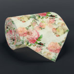 Blush Peach Pink Antique Floral Roses Art Pattern Tie<br><div class="desc">Unique neck tie with contemporary image of pastel pink, sage and mint green, teal and light blue, coral red and pale orange coloured rose flower pattern. Ornate, funky, modern and whimsical hipster design for the artistic or artsy hip trend setter, vintage retro, nouveau deco art style lover. Unique, pretty, decorative,...</div>