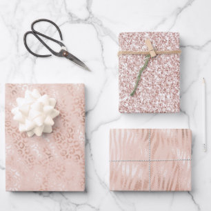 Blush Peach Pink Zebra print Wrapping Paper Sheet
