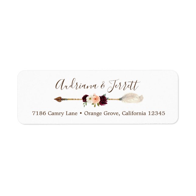 Blush & Peach Rose Boho Arrow Return Address (Front)