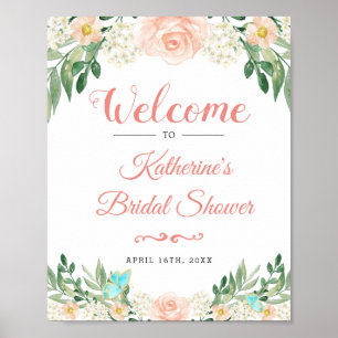 Blush Peach Rose Garden Bridal Shower Sign