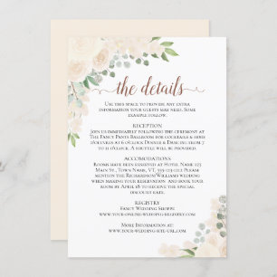 Blush Peach Roses Rustic Boho Chic Wedding Details Enclosure Card