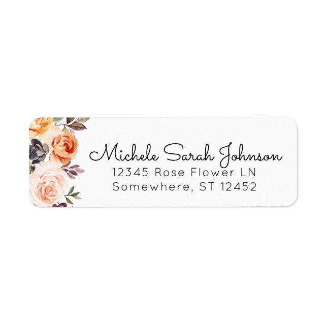 Blush & Peach Rustic Floral Return Address (Front)