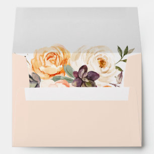 Blush & Peach Rustic Floral Wedding Envelope