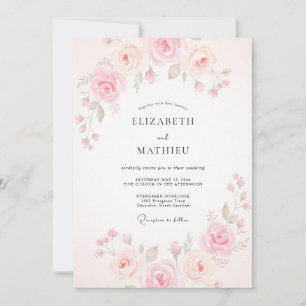 Blush Peach Watercolor Wedding Invitation