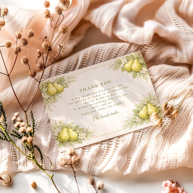 Blush Pear Perfect Pair Bridal Shower Thank You Card (Creator Uploaded)
