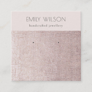 Blush Pearl Leather Texture Stud Earring Display Square Business Card