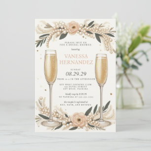 Blush Pearls and Prosecco Bridal Shower Invitation