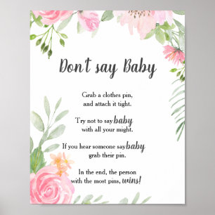 Blush Peonies Don't Say Baby Poster