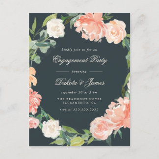 Blush Peonies & Eucalyptus Engagement Party Invitation Postcard