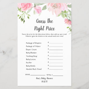 Blush Peonies Guess The Right Price Game Flyer