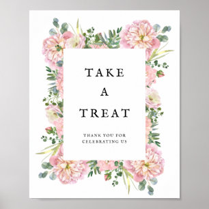 Blush Peonies Hydrangea Eucalyptus Favours Poster