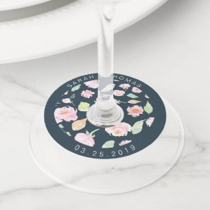 Blush Peonies ⎢Wedding Wine Glass Tags