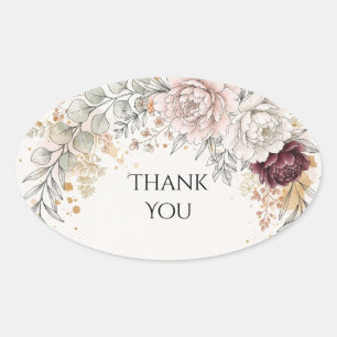 Blush Peony and Burgundy Floral Wedding Sticker