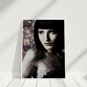 Blush Peony and Tattoo Fashion Model Print