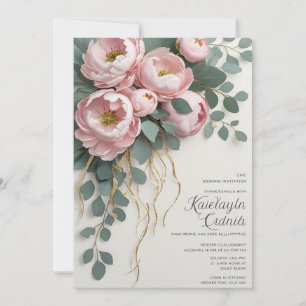 Blush Peony Cascade Wedding Invite