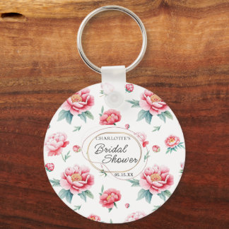 Blush Peony Custom Name Keychain