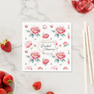 Blush Peony Custom Name Napkins
