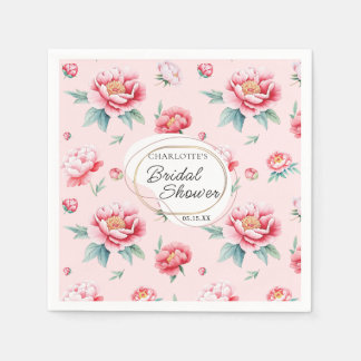 Blush Peony Custom Name Napkins