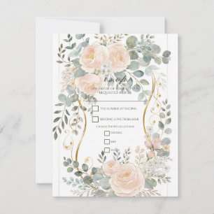 Blush Peony & Eucalyptus Botanical Floral Wedding  Invitation